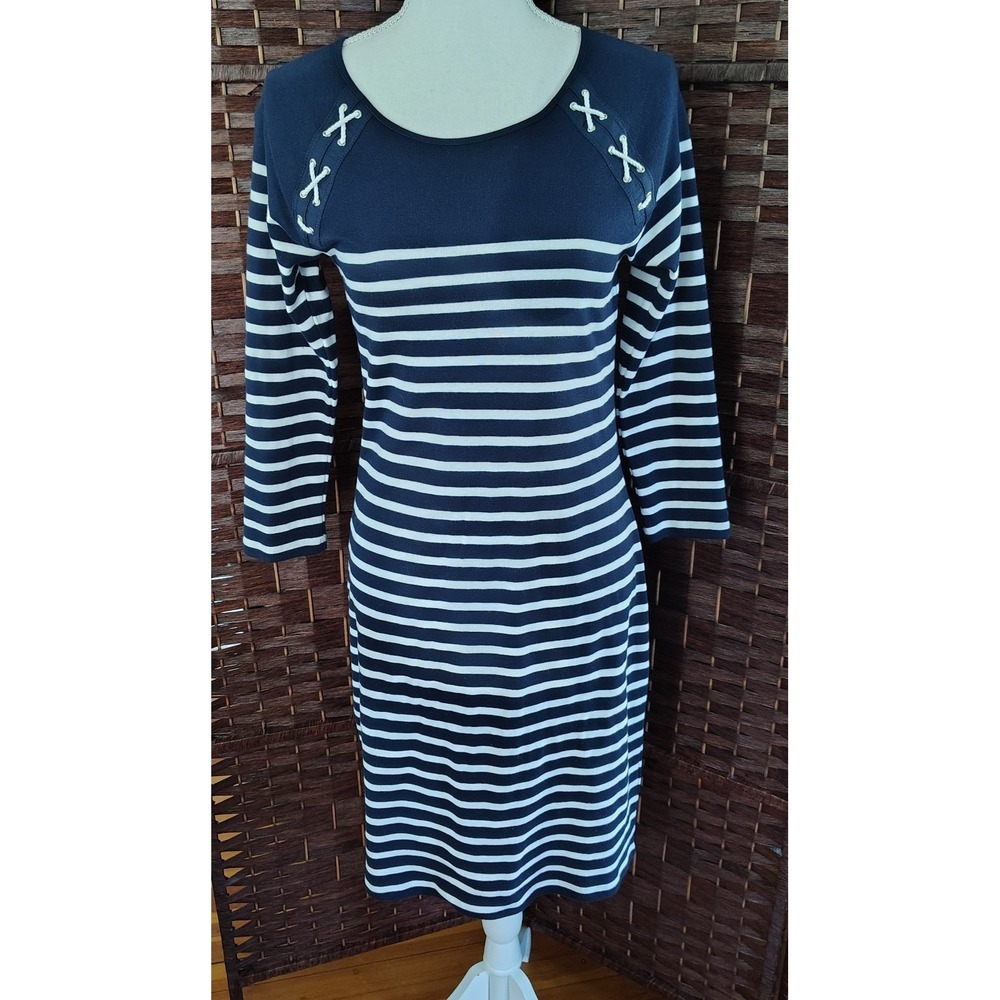 Lauren Ralph Lauren Women's Striped Dress Size M Classic Preppy Nautical Rope